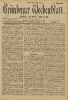 Gr&uuml;nberger Wochenblatt: Zeitung f&uuml;r Stadt und Land, No. 31. (12. M&auml;rz 1904)