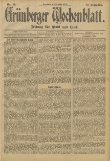 Grünberger Wochenblatt: Zeitung für Stadt und Land, No. 31. (12. März 1904)