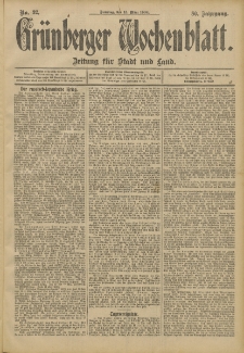 Gr&uuml;nberger Wochenblatt: Zeitung f&uuml;r Stadt und Land, No. 32. (15. M&auml;rz 1904)