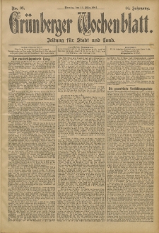 Gr&uuml;nberger Wochenblatt: Zeitung f&uuml;r Stadt und Land, No. 38. (29. M&auml;rz 1904)