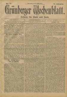 Grünberger Wochenblatt: Zeitung für Stadt und Land, No. 39. (31. März 1904)