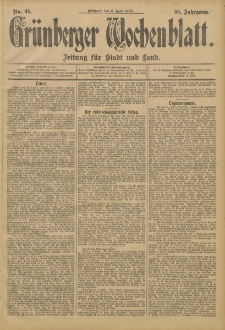 Grünberger Wochenblatt: Zeitung für Stadt und Land, No. 41. (6. April 1904)