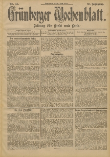 Gr&uuml;nberger Wochenblatt: Zeitung f&uuml;r Stadt und Land, No. 43. (9. April 1904)
