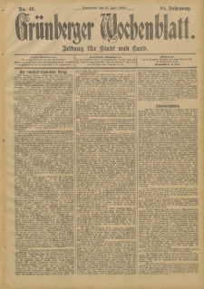 Gr&uuml;nberger Wochenblatt: Zeitung f&uuml;r Stadt und Land, No. 46. (16. April 1904)