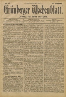Grünberger Wochenblatt: Zeitung für Stadt und Land, No. 47. (19. April 1904)