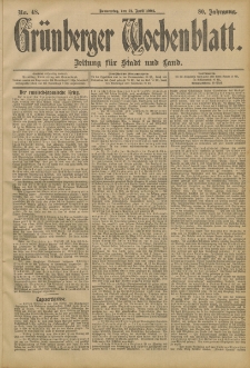 Gr&uuml;nberger Wochenblatt: Zeitung f&uuml;r Stadt und Land, No. 48. (21. April 1904)