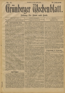 Gr&uuml;nberger Wochenblatt: Zeitung f&uuml;r Stadt und Land, No. 52. (30. April 1904)