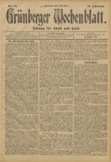 Grünberger Wochenblatt: Zeitung für Stadt und Land, No. 54. (5. Mai 1904)