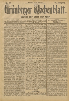 Gr&uuml;nberger Wochenblatt: Zeitung f&uuml;r Stadt und Land, No. 57. (12. Mai 1904)