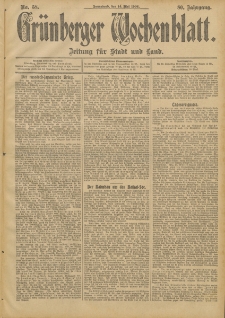 Gr&uuml;nberger Wochenblatt: Zeitung f&uuml;r Stadt und Land, No. 58. (14. Mai 1904)