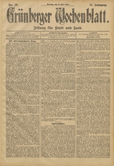 Gr&uuml;nberger Wochenblatt: Zeitung f&uuml;r Stadt und Land, No. 59. (17. Mai 1904)