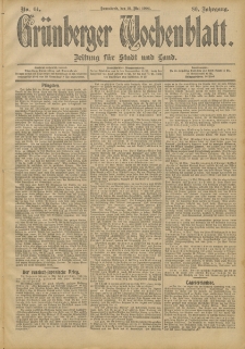 Grünberger Wochenblatt: Zeitung für Stadt und Land, No. 61. (21. Mai 1904)