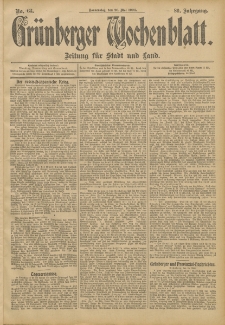 Gr&uuml;nberger Wochenblatt: Zeitung f&uuml;r Stadt und Land, No. 63. (26. Mai 1904)