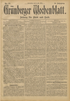 Grünberger Wochenblatt: Zeitung für Stadt und Land, No. 63. (26. Mai 1904)