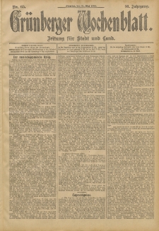 Grünberger Wochenblatt: Zeitung für Stadt und Land, No. 65. (31. Mai 1904)