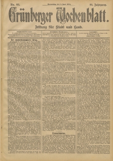 Grünberger Wochenblatt: Zeitung für Stadt und Land, No. 66. (2. Juni 1904)
