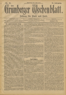 Grünberger Wochenblatt: Zeitung für Stadt und Land, No. 69. (9. Juni 1904)