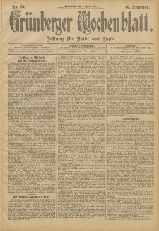Grünberger Wochenblatt: Zeitung für Stadt und Land, No. 70. (11. Juni 1904)