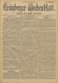 Gr&uuml;nberger Wochenblatt: Zeitung f&uuml;r Stadt und Land, No. 71. (14. Juni 1904)