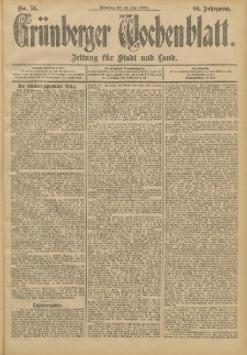 Grünberger Wochenblatt: Zeitung für Stadt und Land, No. 71. (14. Juni 1904)