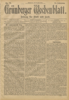 Gr&uuml;nberger Wochenblatt: Zeitung f&uuml;r Stadt und Land, No. 76. (25. Juni 1904)
