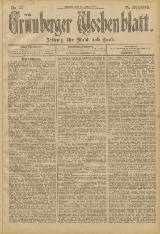 Gr&uuml;nberger Wochenblatt: Zeitung f&uuml;r Stadt und Land, No. 77. (28. Juni 1904)