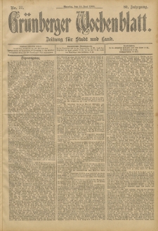 Grünberger Wochenblatt: Zeitung für Stadt und Land, No. 77. (28. Juni 1904)