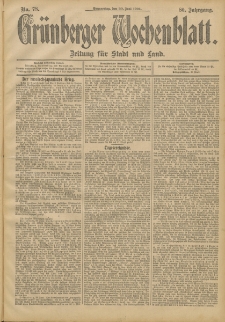 Gr&uuml;nberger Wochenblatt: Zeitung f&uuml;r Stadt und Land, No. 78. (30. Juni 1904)
