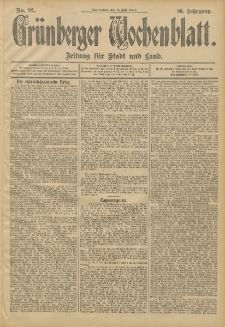 Gr&uuml;nberger Wochenblatt: Zeitung f&uuml;r Stadt und Land, No. 82. (9. Juli 1904)