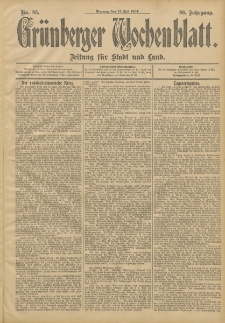 Gr&uuml;nberger Wochenblatt: Zeitung f&uuml;r Stadt und Land, No. 83. (12. Juli 1904)
