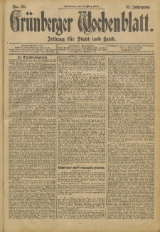 Grünberger Wochenblatt: Zeitung für Stadt und Land, No. 39. (31. März 1906)