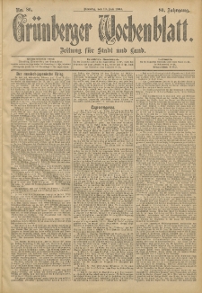 Gr&uuml;nberger Wochenblatt: Zeitung f&uuml;r Stadt und Land, No. 86. (19. Juli 1904)