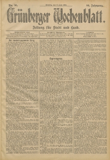 Grünberger Wochenblatt: Zeitung für Stadt und Land, No. 86. (19. Juli 1904)