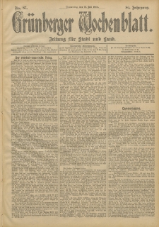 Grünberger Wochenblatt: Zeitung für Stadt und Land, No. 87. (21. Juli 1904)