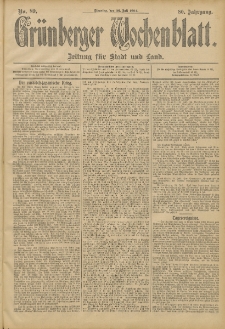 Gr&uuml;nberger Wochenblatt: Zeitung f&uuml;r Stadt und Land, No. 89. (26. Juli 1904)