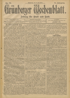 Grünberger Wochenblatt: Zeitung für Stadt und Land, No. 90. (28. Juli 1904)
