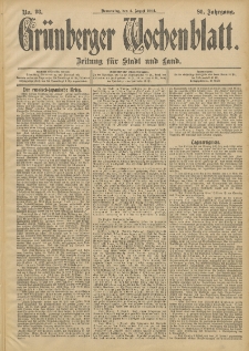 Gr&uuml;nberger Wochenblatt: Zeitung f&uuml;r Stadt und Land, No. 93. (4. August 1904)