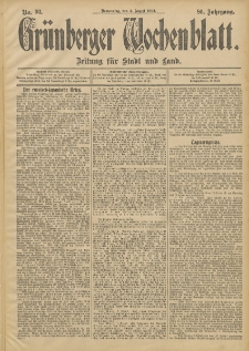 Grünberger Wochenblatt: Zeitung für Stadt und Land, No. 93. (4. August 1904)