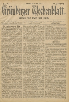 Gr&uuml;nberger Wochenblatt: Zeitung f&uuml;r Stadt und Land, No. 94. (6. August 1904)