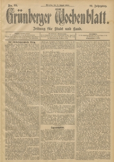 Grünberger Wochenblatt: Zeitung für Stadt und Land, No. 95. (9. August 1904)