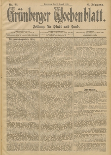 Grünberger Wochenblatt: Zeitung für Stadt und Land, No. 96. (11. August 1904)