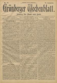 Gr&uuml;nberger Wochenblatt: Zeitung f&uuml;r Stadt und Land, No. 97. (13. August 1904)