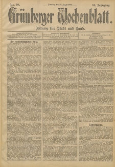 Gr&uuml;nberger Wochenblatt: Zeitung f&uuml;r Stadt und Land, No. 98. (16. August 1904)