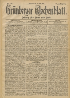 Gr&uuml;nberger Wochenblatt: Zeitung f&uuml;r Stadt und Land, No. 99. (18. August 1904)
