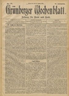 Grünberger Wochenblatt: Zeitung für Stadt und Land, No. 99. (18. August 1904)