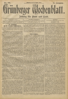 Gr&uuml;nberger Wochenblatt: Zeitung f&uuml;r Stadt und Land, No. 101. (23. August 1904)
