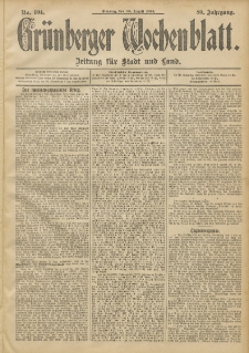 Gr&uuml;nberger Wochenblatt: Zeitung f&uuml;r Stadt und Land, No. 104. (30. August 1904)