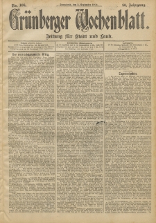 Gr&uuml;nberger Wochenblatt: Zeitung f&uuml;r Stadt und Land, No. 106. (3. September 1904)