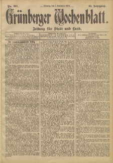 Gr&uuml;nberger Wochenblatt: Zeitung f&uuml;r Stadt und Land, No. 107. (6. September 1904)