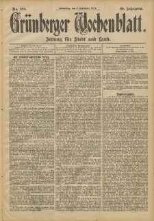 Grünberger Wochenblatt: Zeitung für Stadt und Land, No. 108. (8. September 1904)